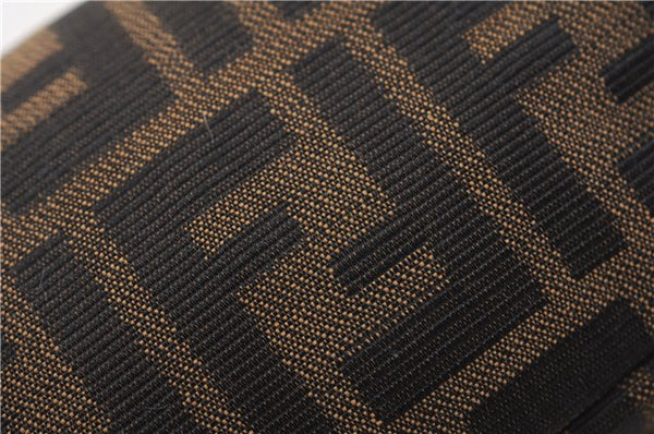 Authentic FENDI Vintage Zucca Pouch Purse Canvas Leather Brown 5505F