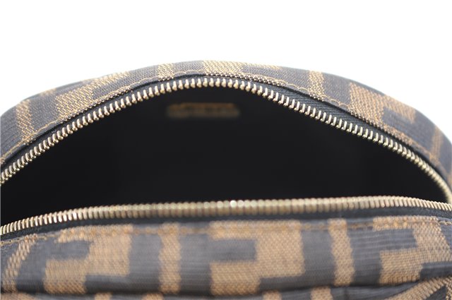 Authentic FENDI Vintage Zucca Pouch Purse Canvas Leather Brown 5505F