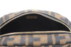 Authentic FENDI Vintage Zucca Pouch Purse Canvas Leather Brown 5505F