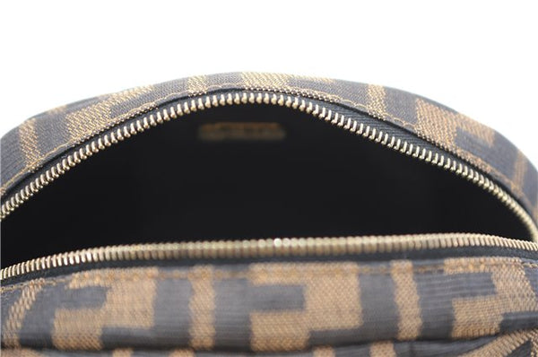 Authentic FENDI Vintage Zucca Pouch Purse Canvas Leather Brown 5505F