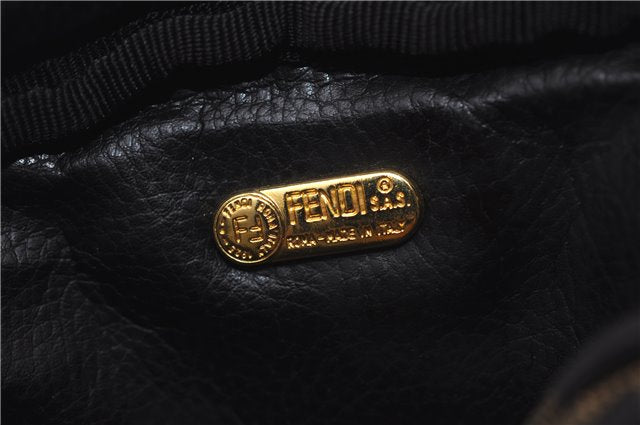 Authentic FENDI Vintage Zucca Pouch Purse Canvas Leather Brown 5505F
