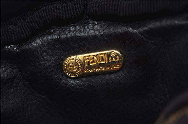 Authentic FENDI Vintage Zucca Pouch Purse Canvas Leather Brown 5505F