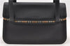 Authentic Burberrys Vintage Leather Canvas Shoulder Tote Bag Black 5506C