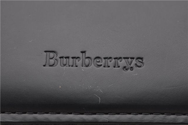 Authentic Burberrys Vintage Leather Canvas Shoulder Tote Bag Black 5506C