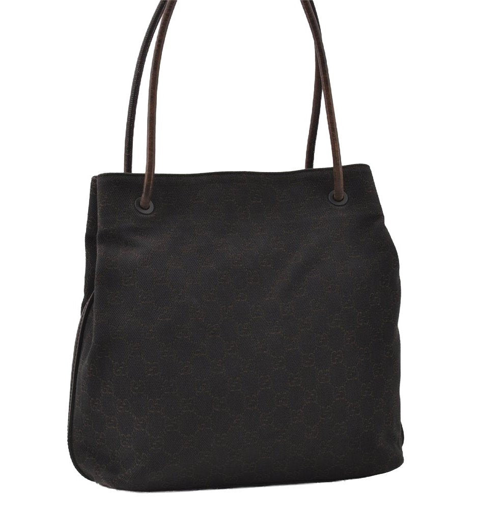 Authentic GUCCI Vintage Shoulder Tote Bag GG Canvas Leather 101341 Brown 5507I