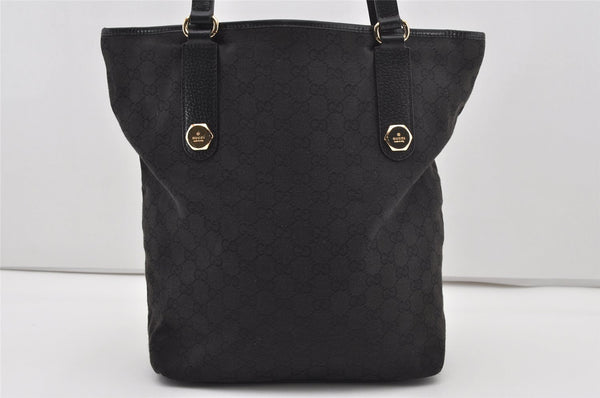 Authentic GUCCI Charmy Shoulder Tote Bag GG Canvas Leather 153009 Black 5508I