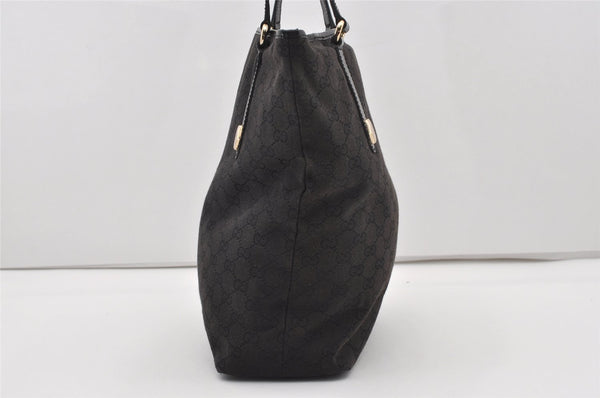 Authentic GUCCI Charmy Shoulder Tote Bag GG Canvas Leather 153009 Black 5508I