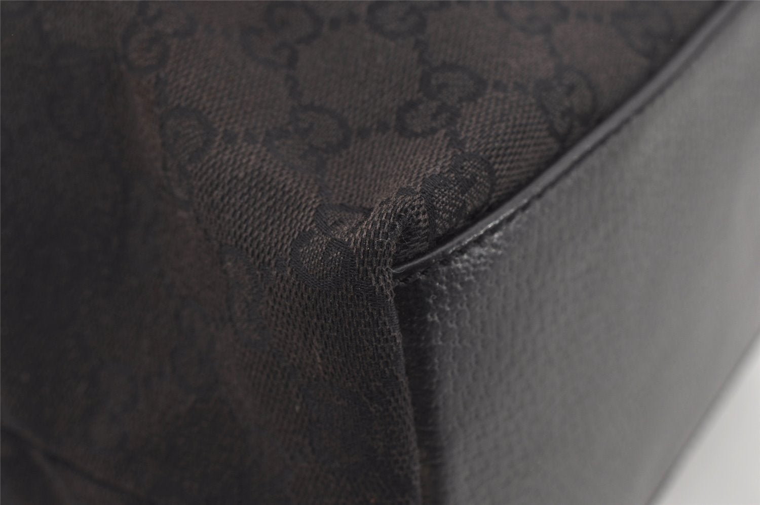 Authentic GUCCI Charmy Shoulder Tote Bag GG Canvas Leather 153009 Black 5508I