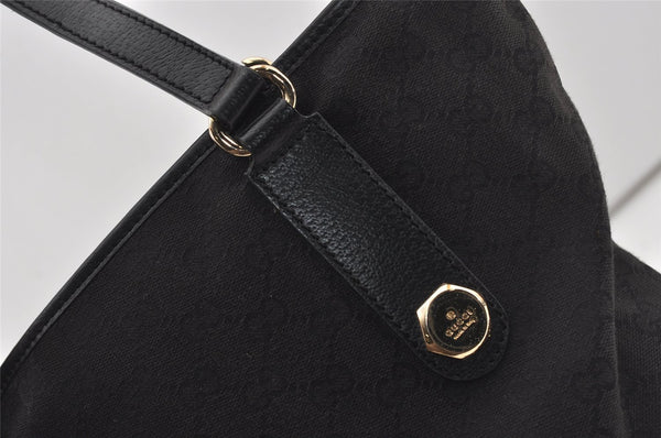 Authentic GUCCI Charmy Shoulder Tote Bag GG Canvas Leather 153009 Black 5508I