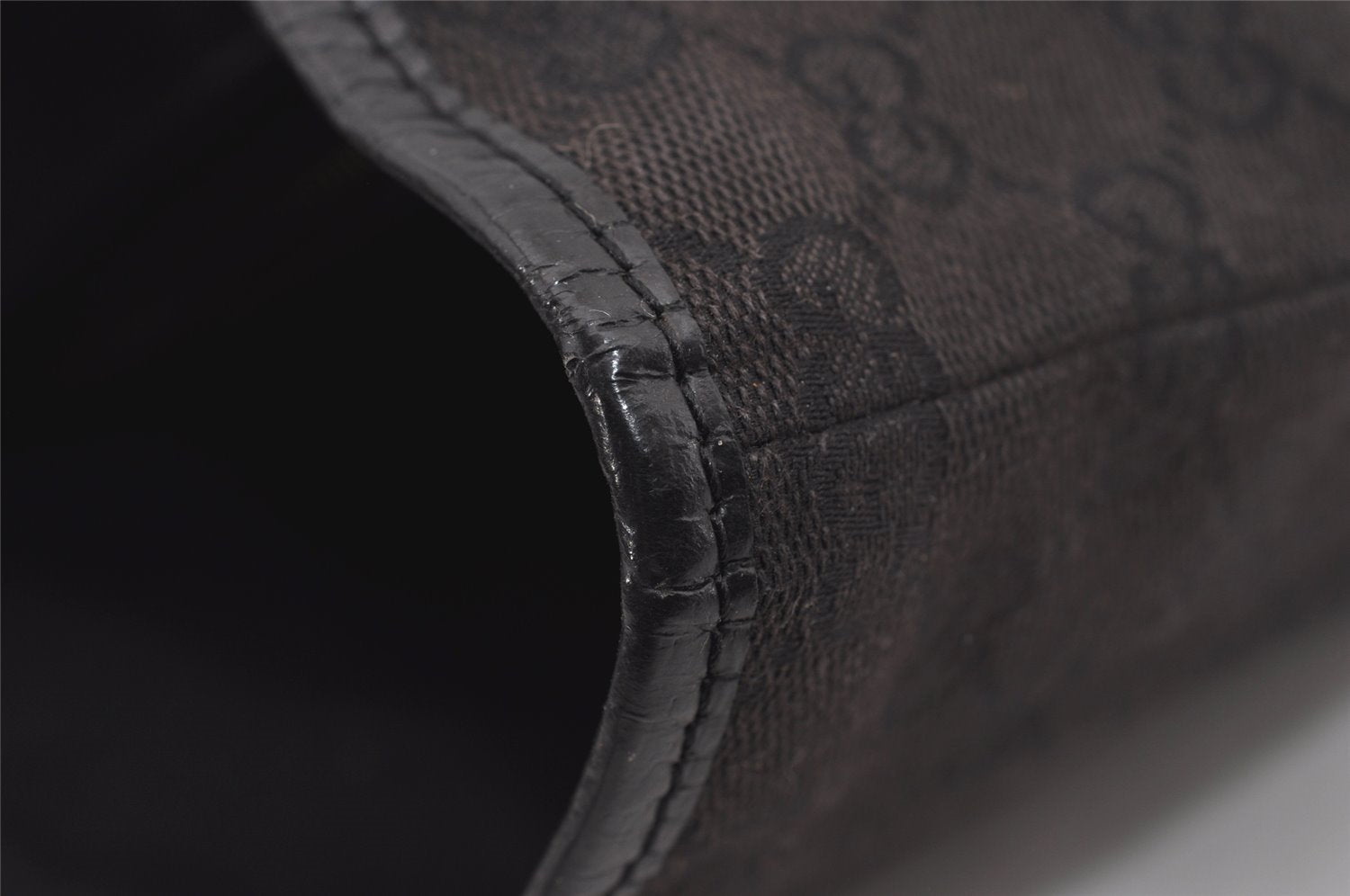 Authentic GUCCI Charmy Shoulder Tote Bag GG Canvas Leather 153009 Black 5508I