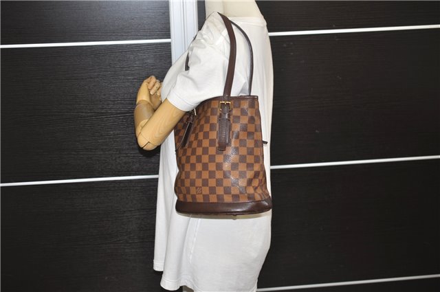 Authentic Louis Vuitton Damier Marais Bucket Shoulder Tote Bag N42240 LV 5509E