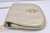 Authentic TORY BURCH Britten Chain Shoulder Cross Body Bag Leather Gold 5509I