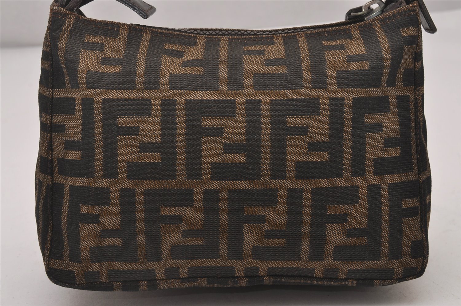 Authentic FENDI Vintage Zucca Hand Bag Purse Canvas Leather Brown Junk 5511I