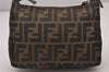Authentic FENDI Vintage Zucca Hand Bag Purse Canvas Leather Brown Junk 5511I