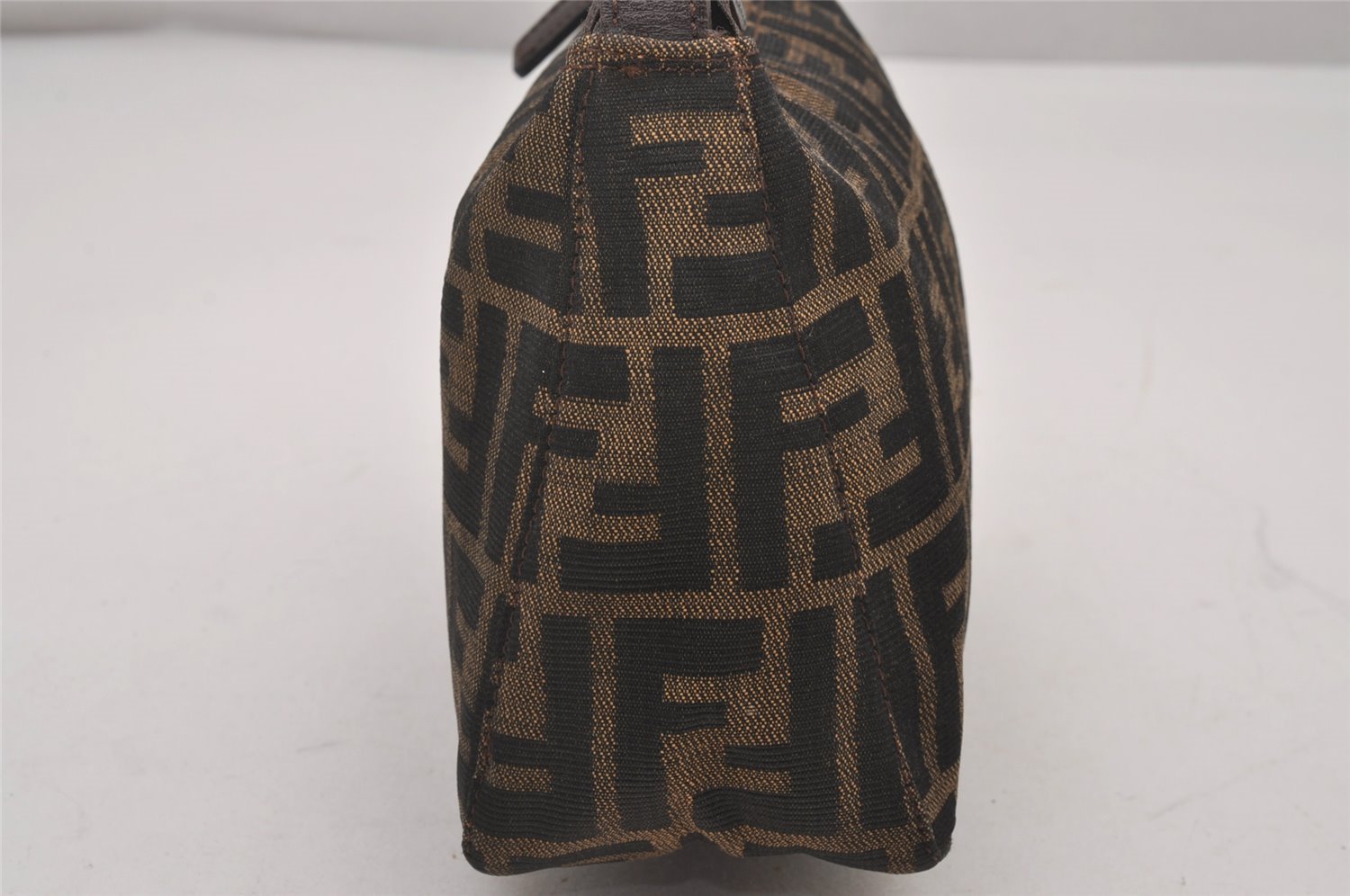 Authentic FENDI Vintage Zucca Hand Bag Purse Canvas Leather Brown Junk 5511I