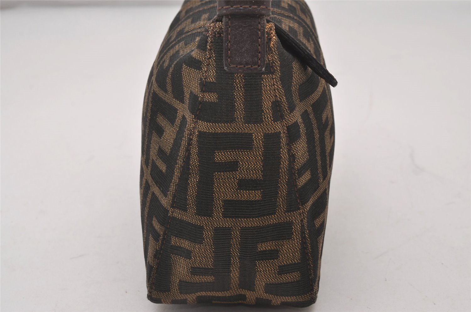 Authentic FENDI Vintage Zucca Hand Bag Purse Canvas Leather Brown Junk 5511I