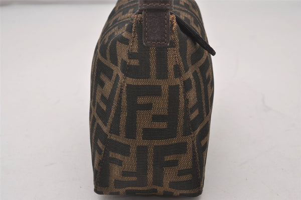 Authentic FENDI Vintage Zucca Hand Bag Purse Canvas Leather Brown Junk 5511I