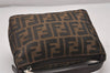 Authentic FENDI Vintage Zucca Hand Bag Purse Canvas Leather Brown Junk 5511I
