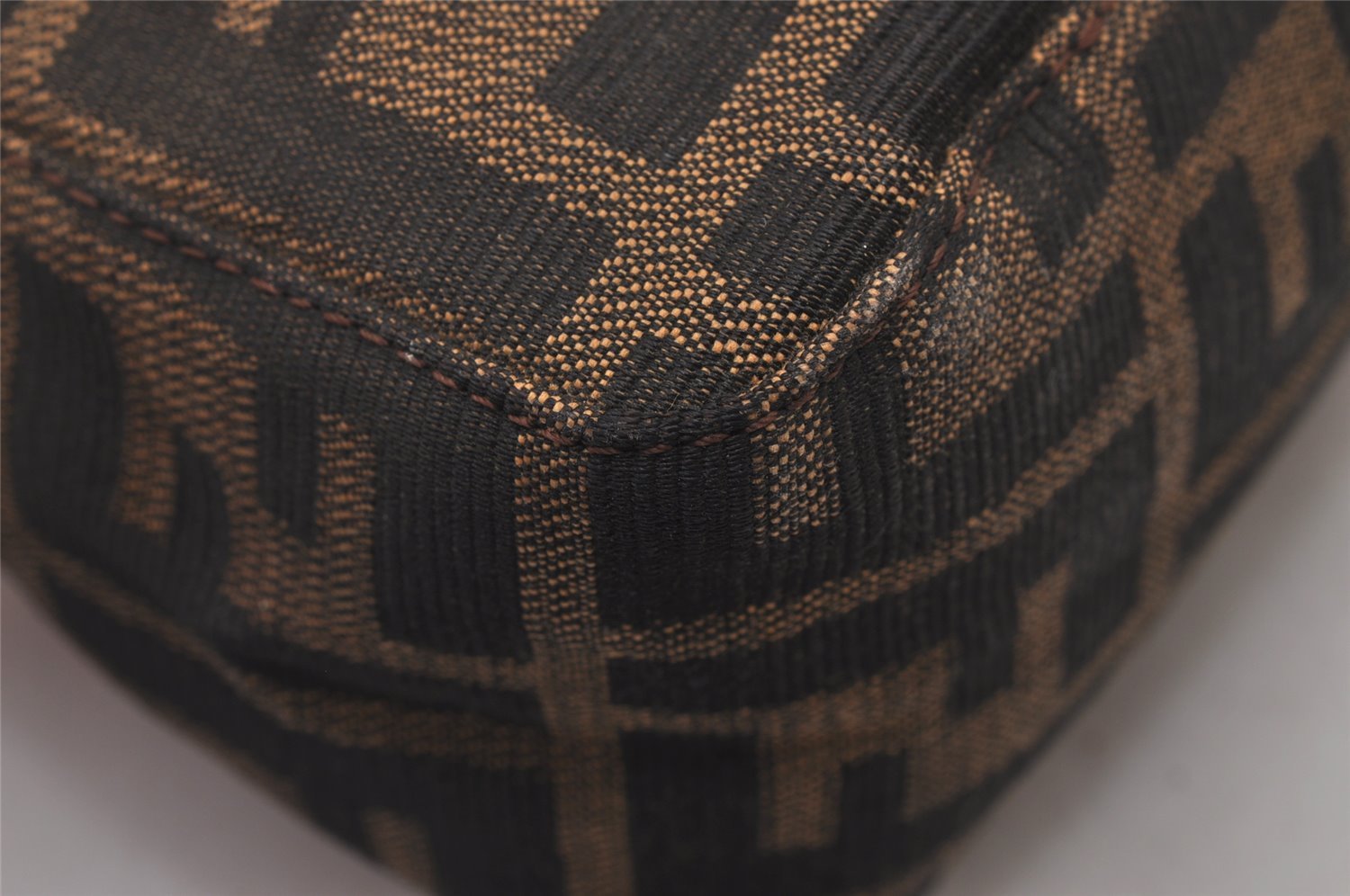 Authentic FENDI Vintage Zucca Hand Bag Purse Canvas Leather Brown Junk 5511I