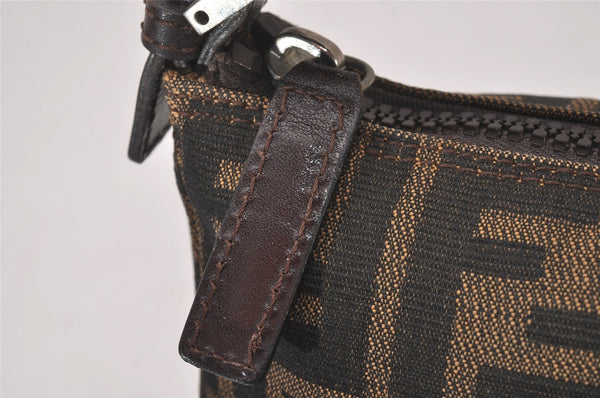 Authentic FENDI Vintage Zucca Hand Bag Purse Canvas Leather Brown Junk 5511I