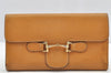 Authentic GUCCI Horsebit Vintage Trifold Long Wallet Purse Leather Brown 5515I