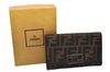 Authentic FENDI Zucca Trifold Wallet Purse Canvas Leather Brown Box 5516I