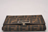 Authentic FENDI Zucca Trifold Wallet Purse Canvas Leather Brown Box 5516I