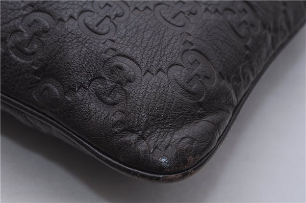Authentic GUCCI Guccissima GG Leather Shoulder Cross Body Bag 201538 Brown 5518E