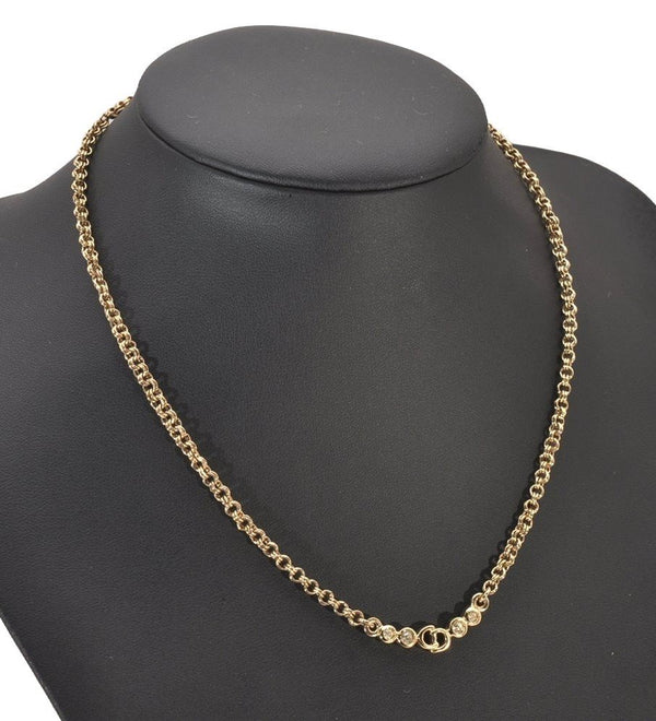 Authentic Christian Dior Gold Tone Rhinestone Chain Pendant Necklace CD 5521I