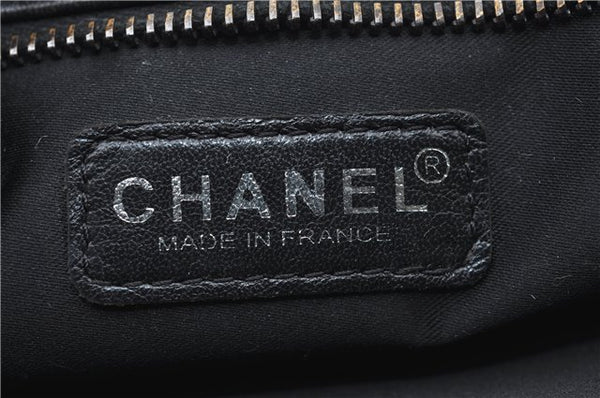 Authentic CHANEL New Travel Line Clutch Hand Bag Pouch Nylon Leather Black 5522E