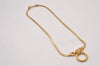 Authentic Christian Dior Gold Tone Rhinestone Chain Pendant Necklace CD 5524I