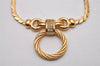 Authentic Christian Dior Gold Tone Rhinestone Chain Pendant Necklace CD 5524I