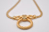 Authentic Christian Dior Gold Tone Rhinestone Chain Pendant Necklace CD 5524I