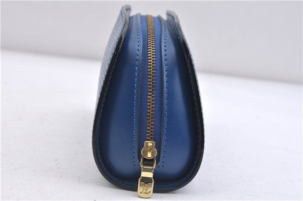 Authentic LOUIS VUITTON Epi Dauphine Cosmetic Pouch Blue M48445 LV 5526C