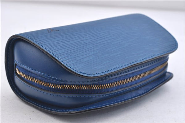 Authentic LOUIS VUITTON Epi Dauphine Cosmetic Pouch Blue M48445 LV 5526C