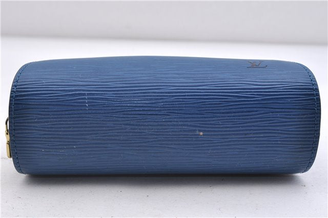 Authentic LOUIS VUITTON Epi Dauphine Cosmetic Pouch Blue M48445 LV 5526C
