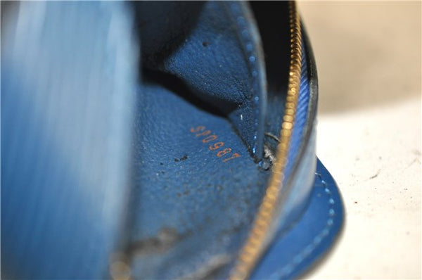Authentic LOUIS VUITTON Epi Dauphine Cosmetic Pouch Blue M48445 LV 5526C