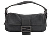 Authentic FENDI Mamma Baguette Shoulder Hand Bag Cotton Leather Gray 5528I