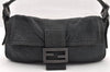 Authentic FENDI Mamma Baguette Shoulder Hand Bag Cotton Leather Gray 5528I