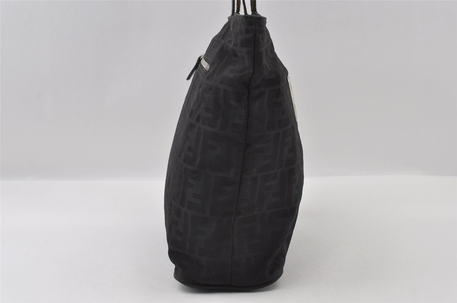 Authentic FENDI Zucca Vintage Tote Shoulder Bag Nylon Leather Black 5534I
