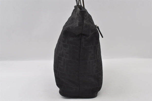 Authentic FENDI Zucca Vintage Tote Shoulder Bag Nylon Leather Black 5534I