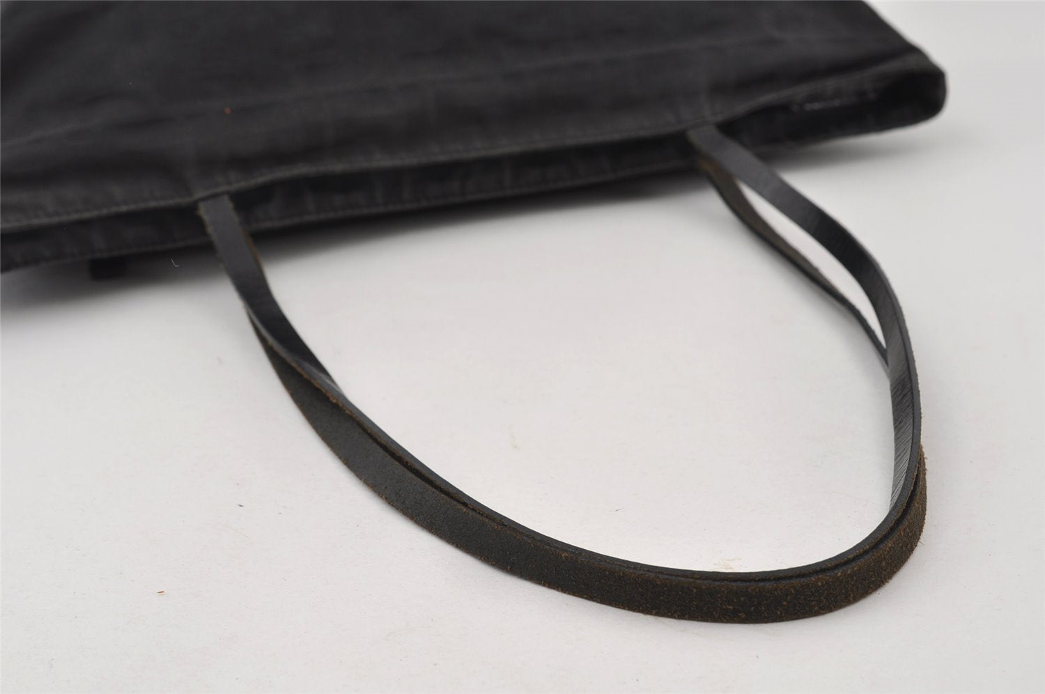 Authentic FENDI Zucca Vintage Tote Shoulder Bag Nylon Leather Black 5534I