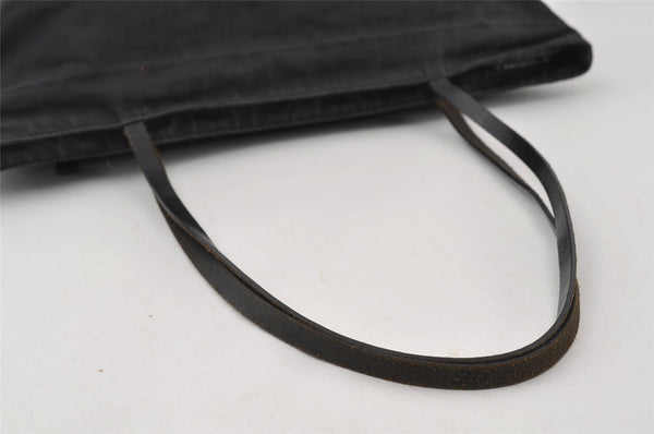 Authentic FENDI Zucca Vintage Tote Shoulder Bag Nylon Leather Black 5534I