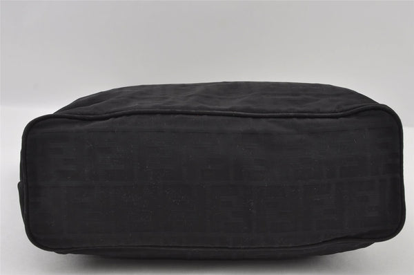 Authentic FENDI Zucca Vintage Tote Shoulder Bag Nylon Leather Black 5534I