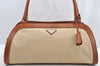 Authentic PRADA Vintage Canvas Leather Shoulder Tote Bag Beige Brown 5535I