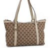Authentic GUCCI Abbey Shoulder Tote Bag GG Canvas Leather 141470 Brown 5536F
