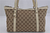 Authentic GUCCI Abbey Shoulder Tote Bag GG Canvas Leather 141470 Brown 5536F