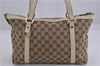 Authentic GUCCI Abbey Shoulder Tote Bag GG Canvas Leather 141470 Brown 5536F