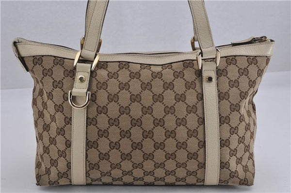 Authentic GUCCI Abbey Shoulder Tote Bag GG Canvas Leather 141470 Brown 5536F