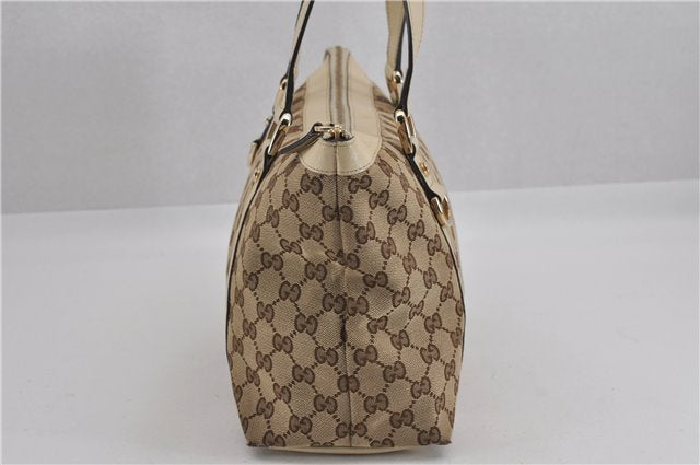 Authentic GUCCI Abbey Shoulder Tote Bag GG Canvas Leather 141470 Brown 5536F